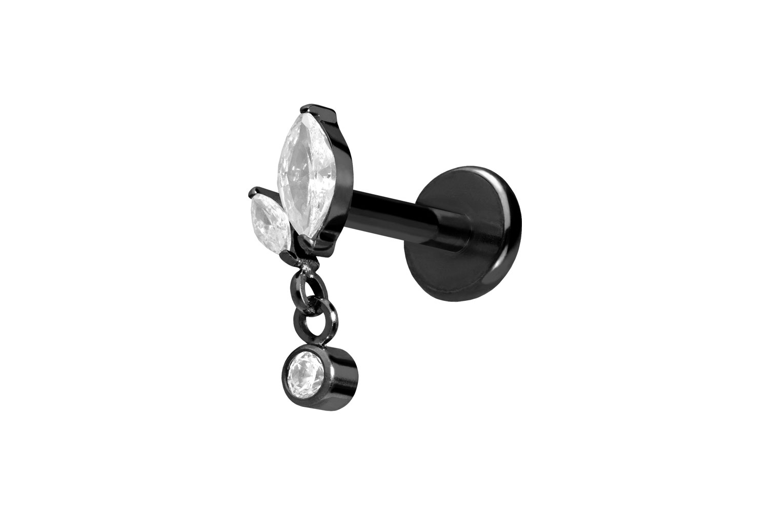 Titan Labret Piercing mit Push Fit KNOSPE + KRISTALL